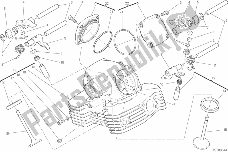 All parts for the Vertical Head of the Ducati Scrambler Italia Independent 803 2016